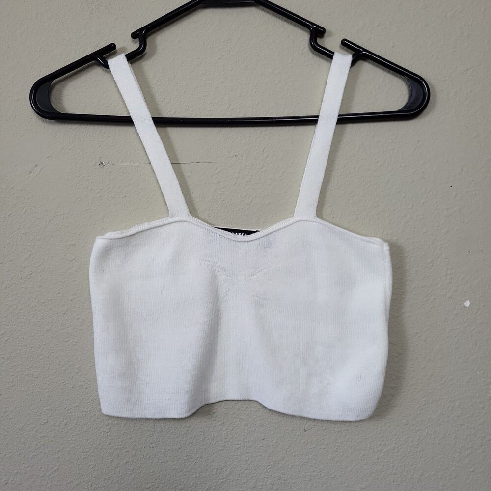 Missguided Womens White Sleeveless Wide Strap Pullover Cropped Knit Top Size 2/4